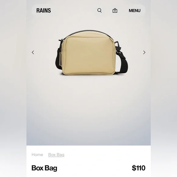 NWT Rains Box Bag Should Crossbody Bag Waterproof Sand Color - Picture 8 of 16
